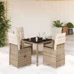 vidaXL Ensemble de bistro de jardin 5 Pièces coussins beige poly rotin