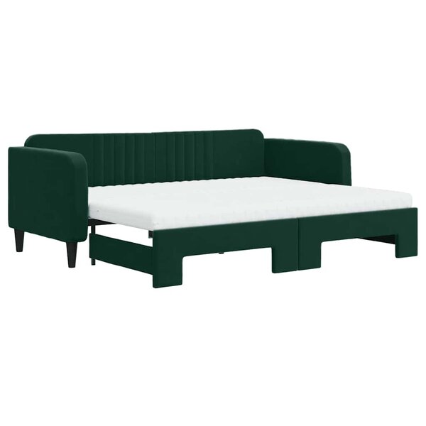vidaXL Lit de jour avec gigogne et matelas vert foncé 90x200cm velours