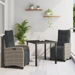 vidaXL Set de jardin en 3 pièces en gris rotin poly