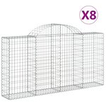 vidaXL Paniers à gabions arqués 8 Pièces 200x30x100/120 cm Fer galvanisé