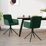 vidaXL Chaises pivotantes à manger lot de 2 Vert foncé Velours