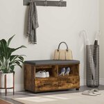 vidaXL Banc d'entrée avec coussin Chêne fumé 80 x 38 x 46 cm