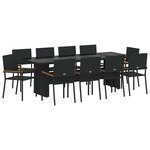 vidaXL Ensemble de salle à manger pour jardin 11 Pièces Noir polyrotin