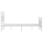 vidaXL Cadre de lit métal sans matelas et pied de lit blanc 120x190 cm