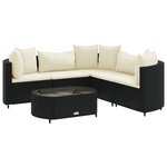 vidaXL Salon de jardin 6 Pièces avec coussins noir résine tressée
