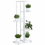 vidaXL Support pour plantes 5 niveaux 43x22x98 cm Blanc Métal