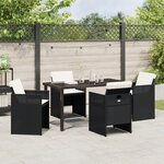 vidaXL Ensemble de salle à manger de jardin 5 pièces avec coussins en poly rattan noir