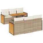 vidaXL Salon de jardin avec coussins 7 Pièces beige résine tressée acacia