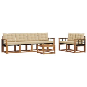 vidaXL Ensemble de canapés d'extérieur 7 pc Naturel et Beige