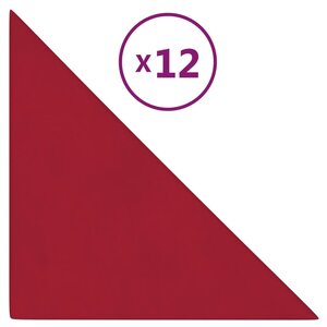 vidaXL Panneaux muraux 12 Pièces Rouge bordeaux 30x30 cm Velours 0 54 m²