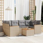 vidaXL Salon de jardin avec coussins 7Pièces mélange beige résine tressée