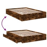 vidaXL Cadre de lit à tiroirs chêne fumé 140x200 cm bois d'ingénierie
