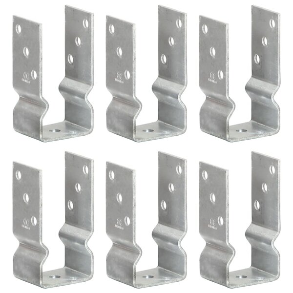 vidaXL Piquets de clôture 6 Pièces Argenté 7x6x15 cm Acier galvanisé