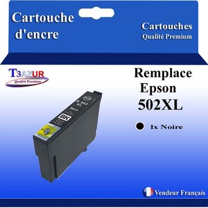 T3AZUR - Cartouches compatibles avec Epson Expression Home XP-5100 XP-5105 XP-5115 XP-5150 XP-5155 502XL 502 XL (série Jumelles) - Noire