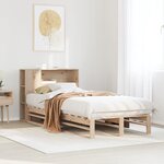 vidaXL Lit bibliothèque sans matelas 90x200 cm bois massif
