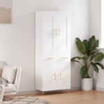 vidaXL Buffet haut Blanc 69 5x34x180 cm Bois d'ingénierie