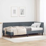 vidaXL Cadre de lit d'angle avec matelas 2 pc Gris foncé 90 x 200 cm