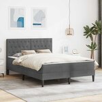 vidaXL Cadre de lit avec matelas Gris foncé 140 x 200 cm Velours