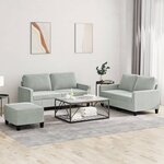 vidaXL Ensemble de canapés 3 Pièces avec coussins Gris clair Velours