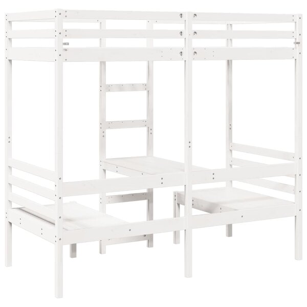 vidaXL Lit mezzanine avec bureau et chaises blanc 90x200 cm pin massif