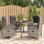 vidaXL Ensemble à manger de jardin 5 Pièces coussins gris résine tressée