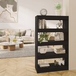 vidaXL Bibliothèque/Séparateur de pièce Noir Bois d'ingénierie