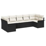 vidaXL Ensemble de canapé jardin 7 pièces avec coussins en poly rotin noir