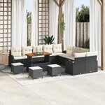 vidaXL Ensemble de canapé de jardin 14 Pièces Noir Poly rotin