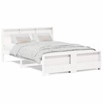 vidaXL Cadre de lit Blanc 150 x 200 cm Bois massif en pin