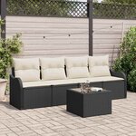 vidaXL Ensemble de canapé de jardin avec coussin 5 Pièces Noir et Crème