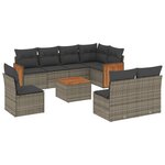 vidaXL Salon de jardin 9 Pièces avec coussins gris résine tressée