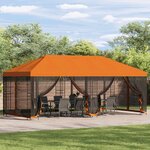 vidaXL Gazebo avec murs latéraux 6 x 3 m Orange Polyester et Acier 190