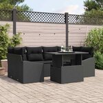 vidaXL Ensemble de canapé de jardin 7 Pièces Noir Poly rotin