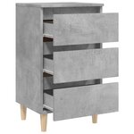 vidaXL Table de chevet avec pieds en bois solide gris béton 40x35x69cm