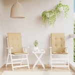 vidaXL Coussins de chaise à dossier haut lot de 2 beige mélangé tissu