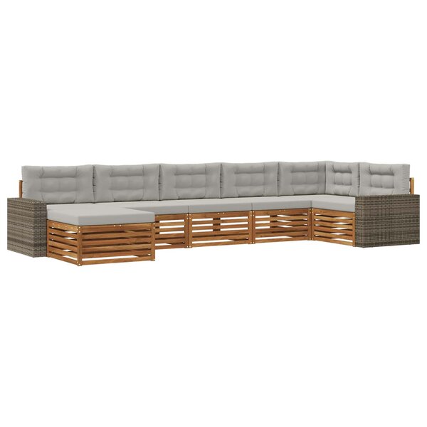 vidaXL Ensemble de canapés d'extérieur 7 pc Naturel et gris clair