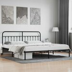 vidaXL Cadre de lit métal sans matelas avec tête de lit noir 200x200cm