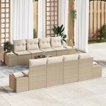 vidaXL Ensemble de canapé de jardin 9 pièces avec coussins poly rotin beige