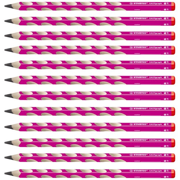 Crayon graphite EASYgraph HB droitier corps rose x 12 STABILO