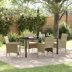 vidaXL Ensemble de salle à manger pour jardin 5 Pièces Beige Poly rotin
