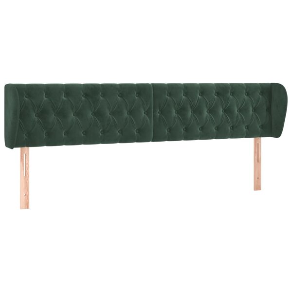 vidaXL Tête de lit avec oreilles Vert foncé 203x23x78/88 cm Velours