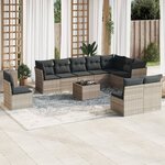 vidaXL Salon de jardin 11 Pièces avec coussins gris clair résine tressée