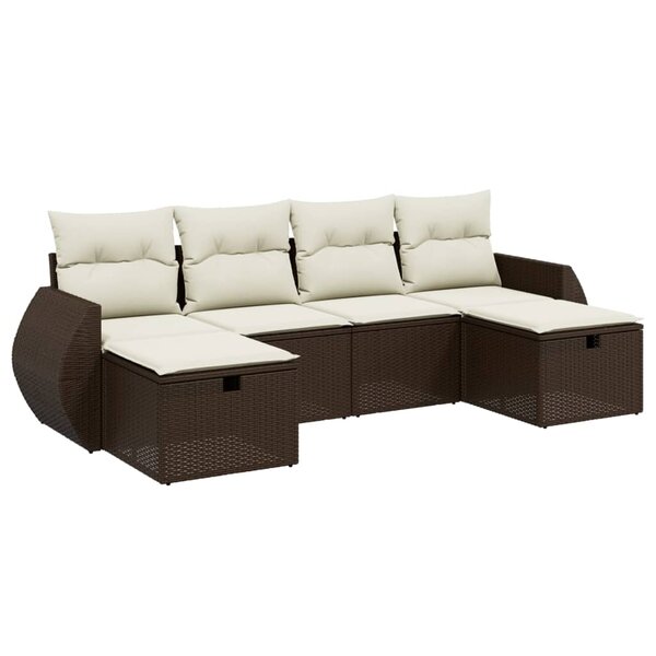vidaXL Salon de jardin avec coussins 6 Pièces marron résine tressée