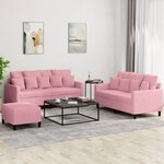 vidaXL Ensemble de canapés 3 Pièces avec coussins Rose Velours