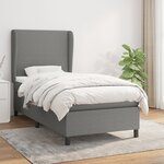 vidaXL Sommier à lattes de lit et matelas Gris foncé 90x190 cm Tissu
