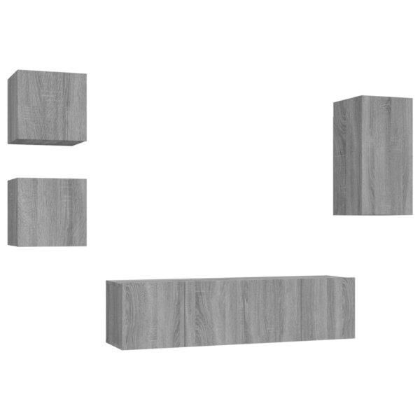 vidaXL Ensemble de meubles TV 5 Pièces Sonoma gris Bois d'ingénierie