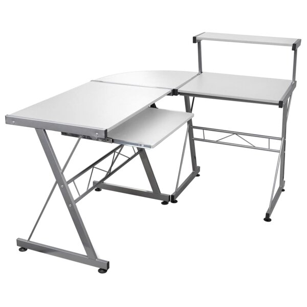 Bureau table poste de travail meuble d'ordinateur informatique étude d'ordinateur d'angle 132 x 112 x 99 cm bois ingénierie blanc 02_0023730