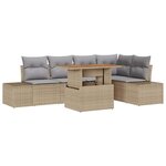 vidaXL Ensemble de canapé de jardin 6 Pièces Beige Poly rotin