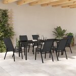 Ensemble de salle à manger de jardin vidaXL 7 pièces en Textilène et acier noir