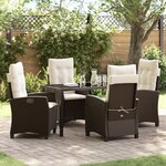 vidaXL Ensemble de salle à manger de jardin 5 pièces avec coussins en poly rattan marron